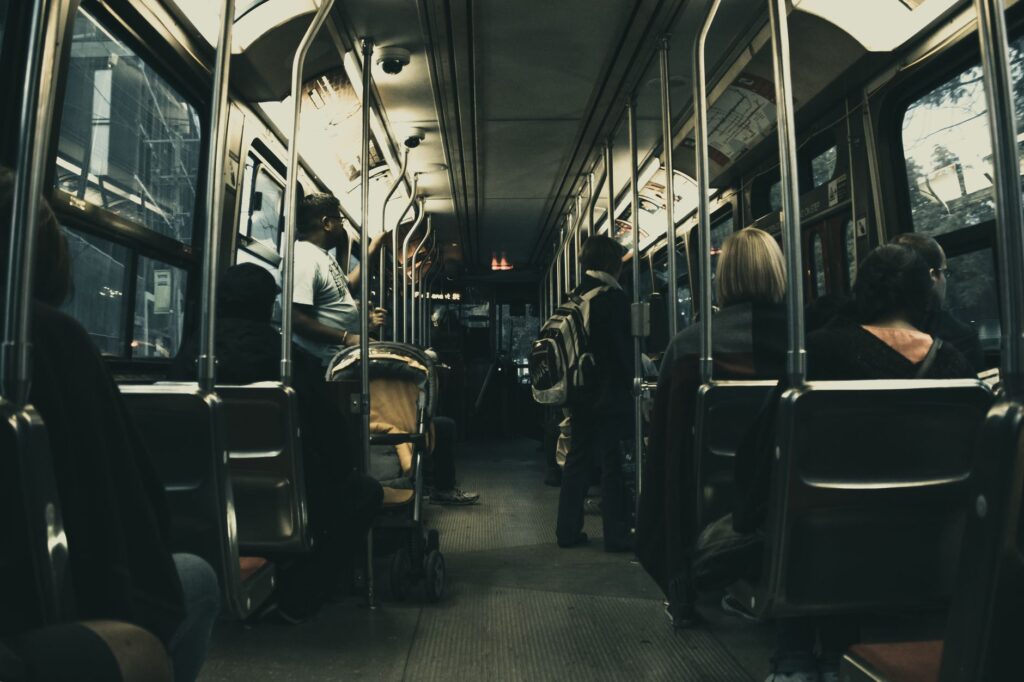 An interior view of a Deuce bus filled with passengers enjoying their ride. — transportation in Las Vegas