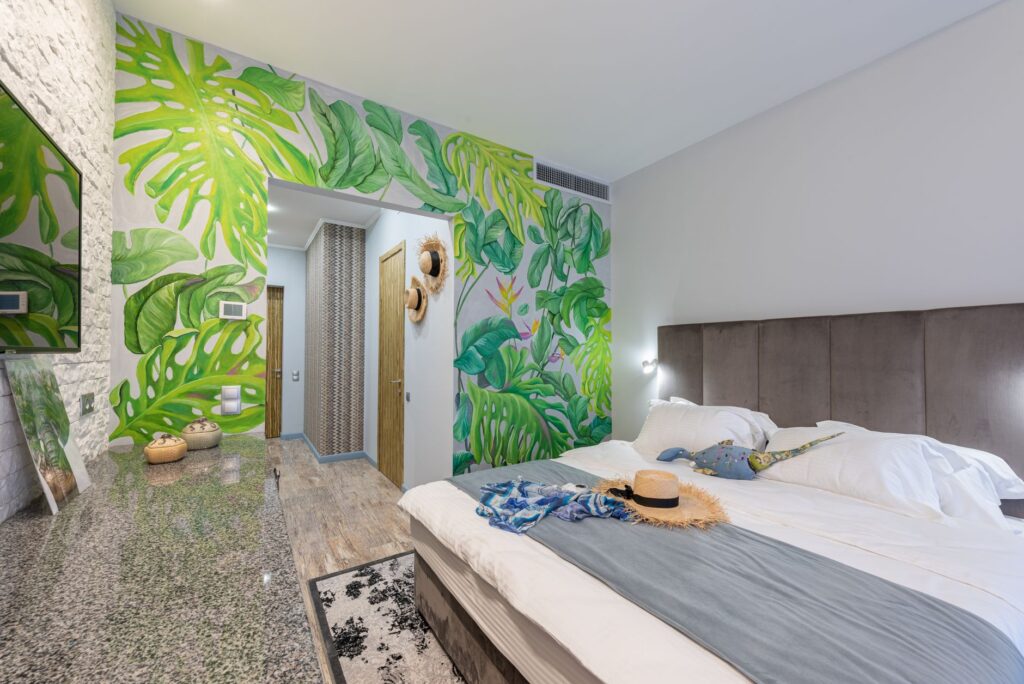 Cozy and affordable hotel room interior with vibrant decor — affordable hotels in Las Vegas