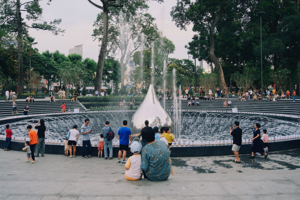 Families relaxing in one of the city’s public parks. — free attractions Las Vegas
