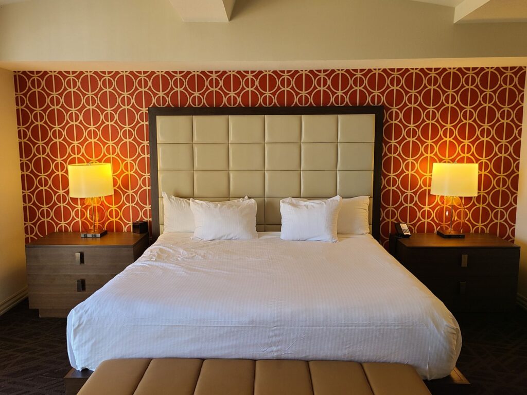 Interior shot of a budget hotel room in Las Vegas, highlighting comfort and style. — affordable hotels Las Vegas Strip
