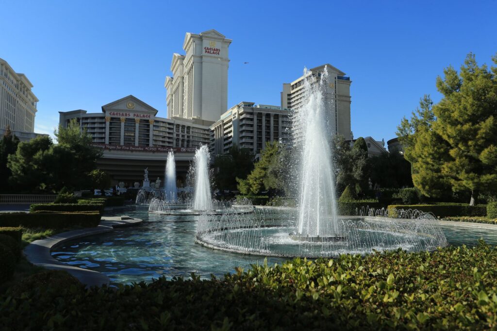 The lush gardens of Flamingo Las Vegas showcasing the resort's tropical theme — affordable hotels Las Vegas Strip
