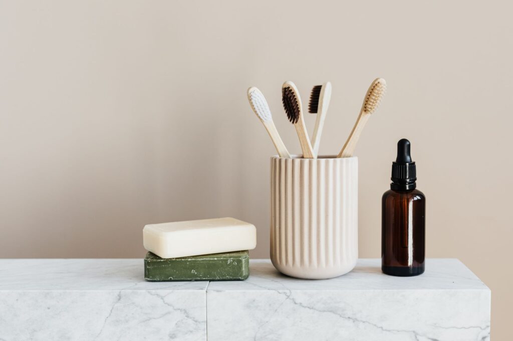 Toiletries and health items arranged neatly for travel. — packing list for Las Vegas