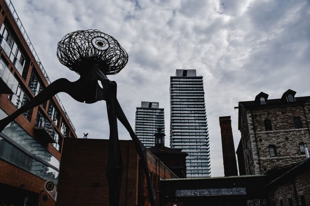 Visitors admiring the art installations at the Downtown Arts District. — free attractions in Las Vegas