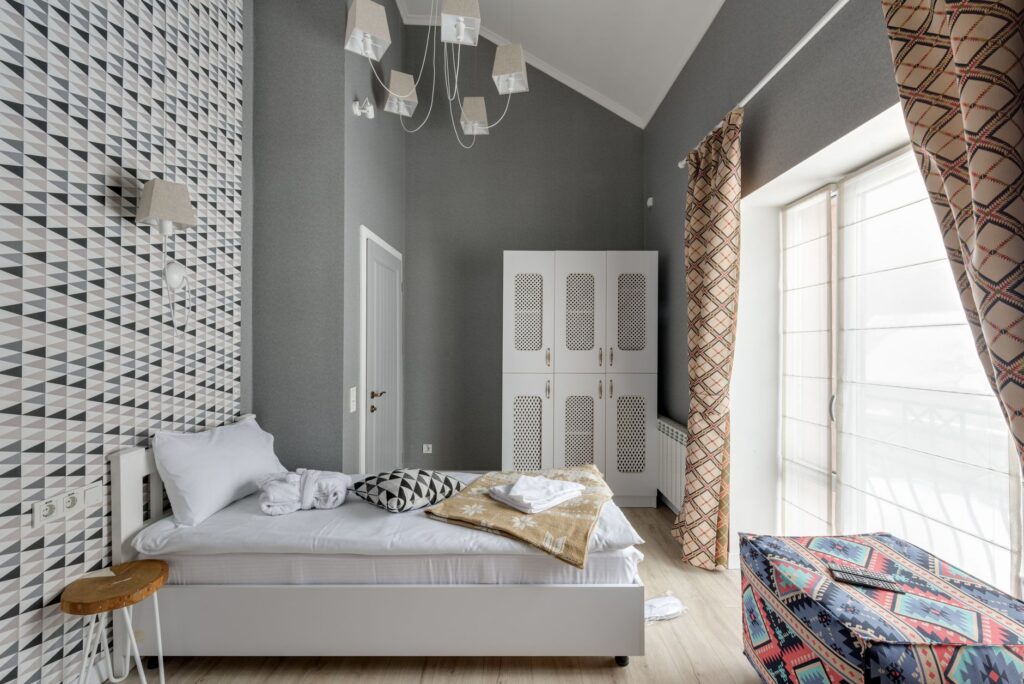 A cozy hotel room interior showcasing affordable yet stylish decor. — budget hotels Las Vegas