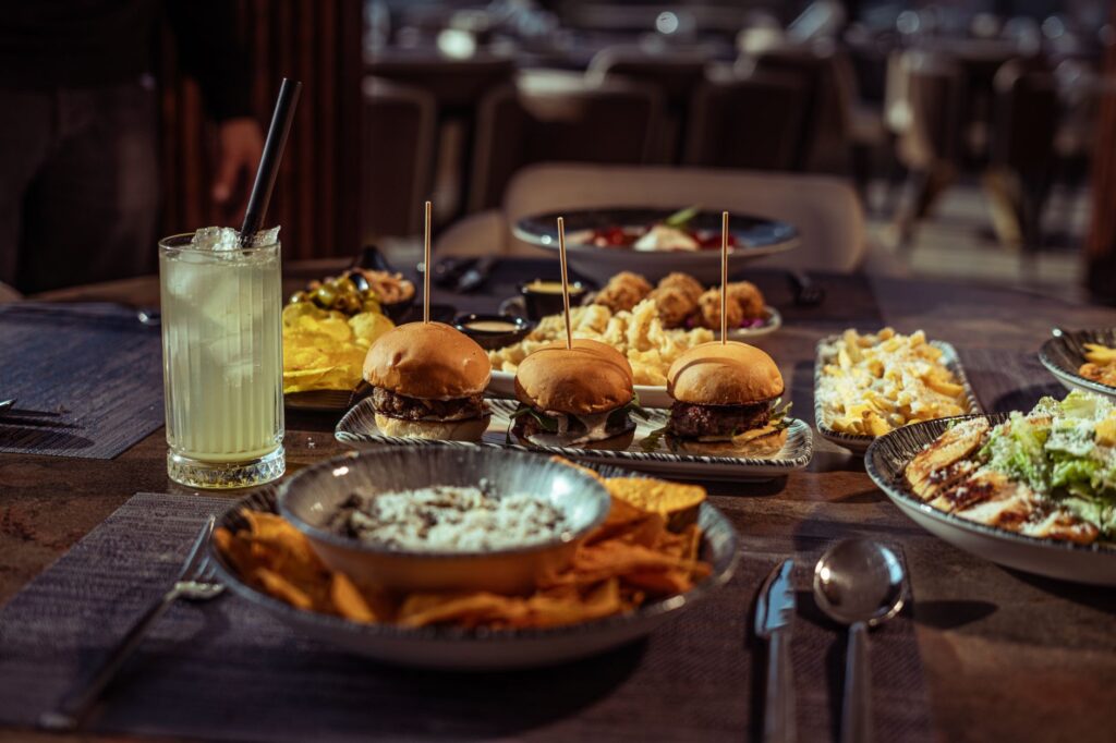 A delicious spread of food from a popular Las Vegas restaurant, emphasizing the dining experience outside of casinos. — …