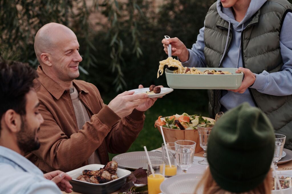 A group of friends enjoying a meal at a secret dining spot — hidden gems in Las Vegas
