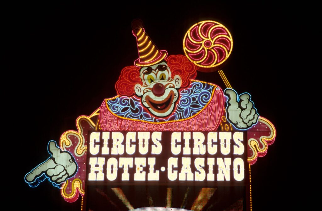 Vibrant photo of the Circus Circus Hotel with its iconic circus performances. — affordable hotels Las Vegas Strip